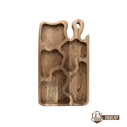 سینی مزه چوبی 5 خانه طرح مستطیل سینی چوب گردو مزه سایز متوسط کد 100017