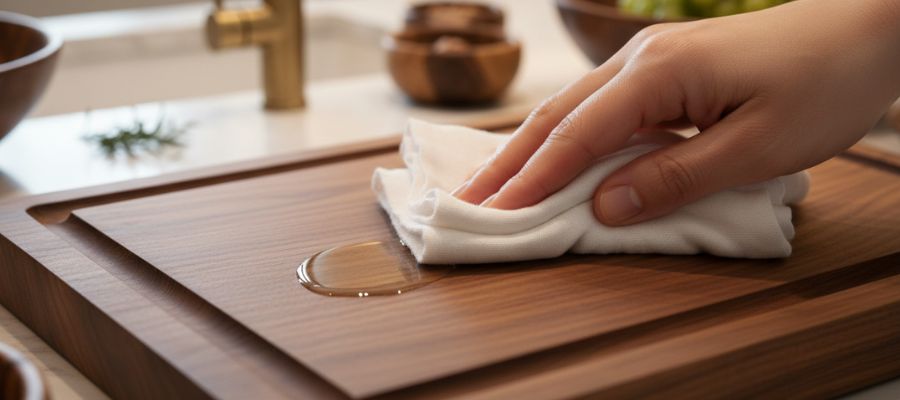 روغن کاری تخته سرو چوبی با دستمال نخی
