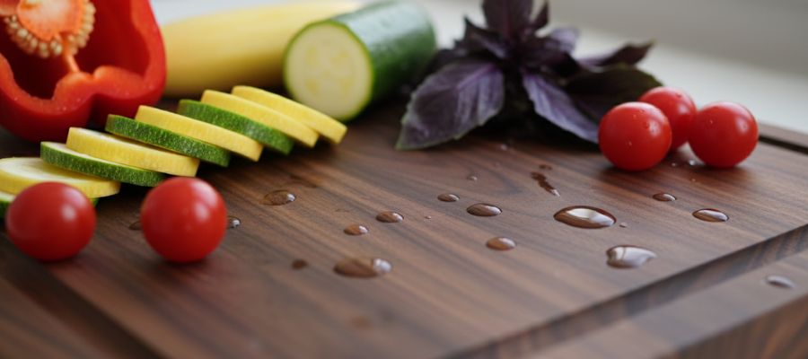 تخته کار چوبی بهداشتی و سبزیجات تازه