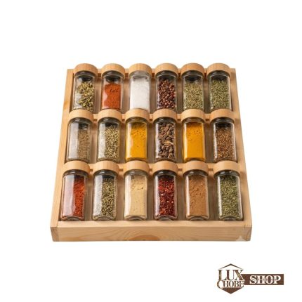 جاادویه 18 عددی حالت خوابیده کد 200008 استند چوبی ادویه مناسب داخل کشو یا صفحه کابینت